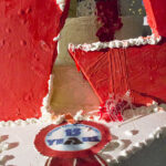 Torta celebrativa per Christmas Party 2015 Magazzino Allied International, decorazioni rosse e bianche.
