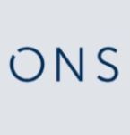Logo ONS: immagine stilizzata con le lettere ONS in blu su sfondo chiaro. Design minimalista.